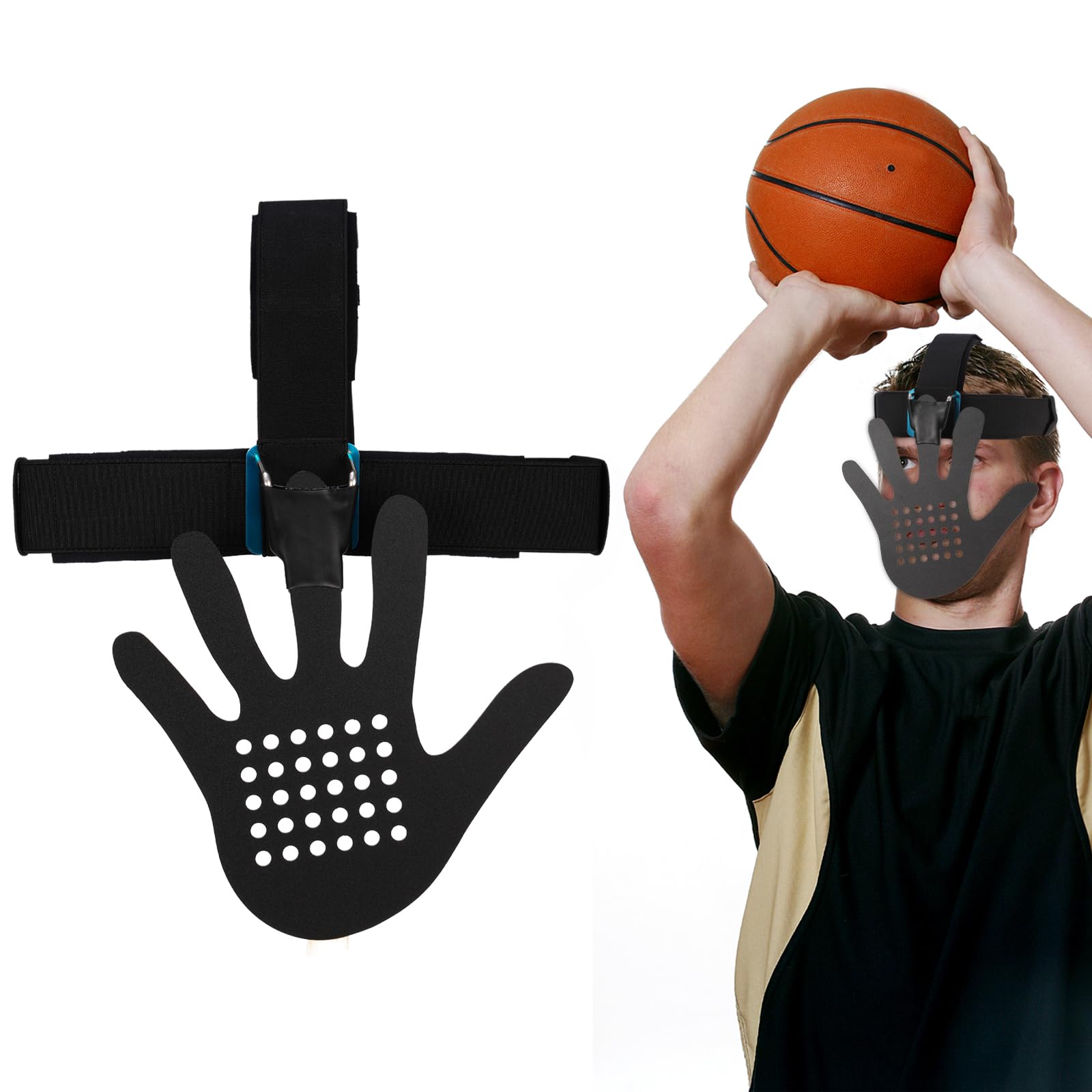 Máscara de baloncesto para la mano en tu cara, máscara de entrenamiento antideslizante ajustable con bloqueo de ojos 3D, equipo de