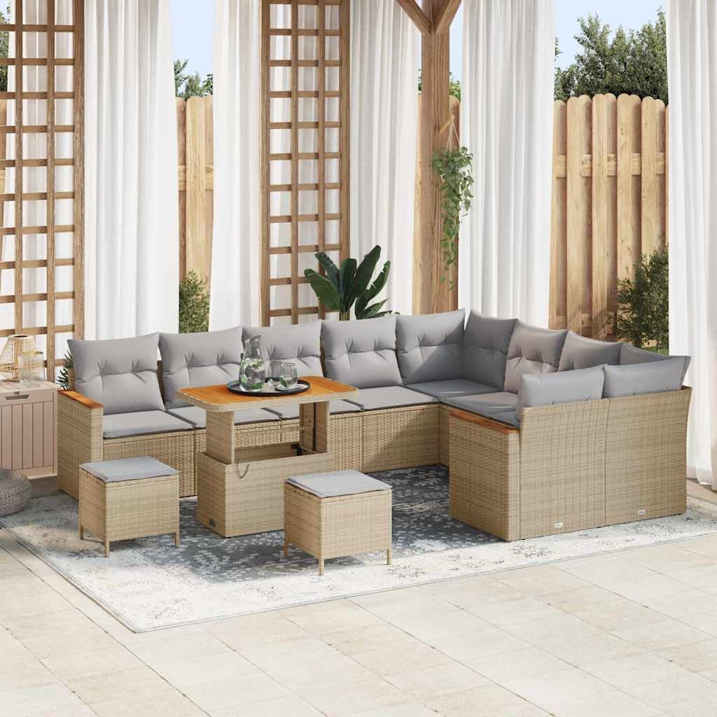 Hothingwell 12-częściowy zestaw sofa ogrodowa Beige Poly Rattan