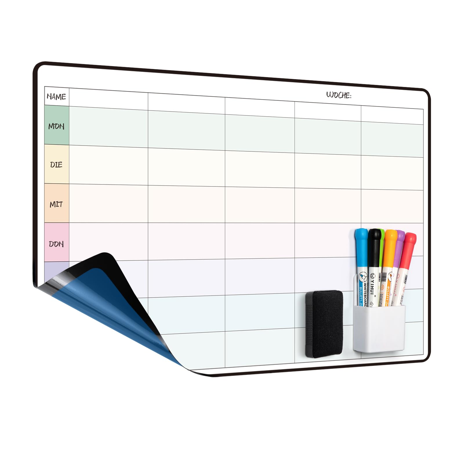 MCCORL Monatsplaner/Wochenplaner Abwischbar Selbstklebend für die Wand, Glas und Holz(jede glatte Oberfläche) Planungstafel, Monatskalender, Memoboard auf Deutsch