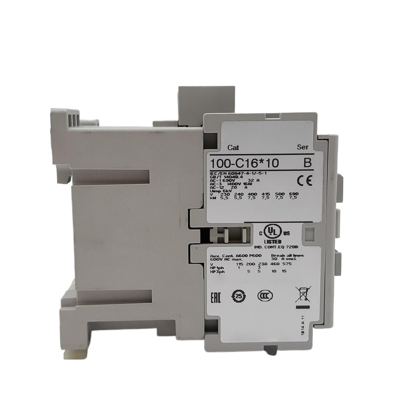 HEXEH contacteur 100-C16D10 100C16D10 16A 110V/120V 60Hz. Module contacteur CA
