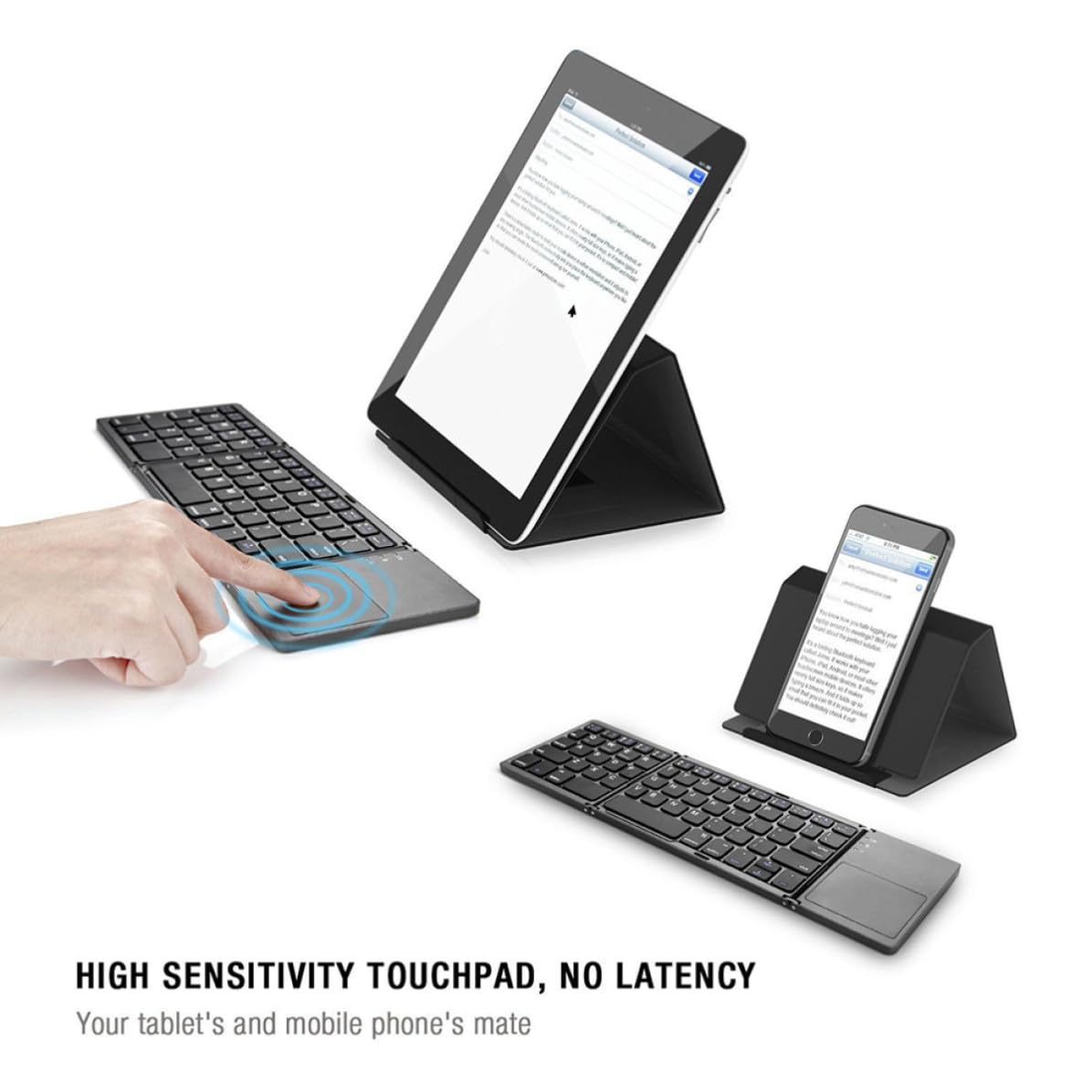 Teclado Inalámbrico Plegable y Absorción Magnética para Tablet y Notebook Diseño de 3 Pliegues, Material Abs, Uso Portátil