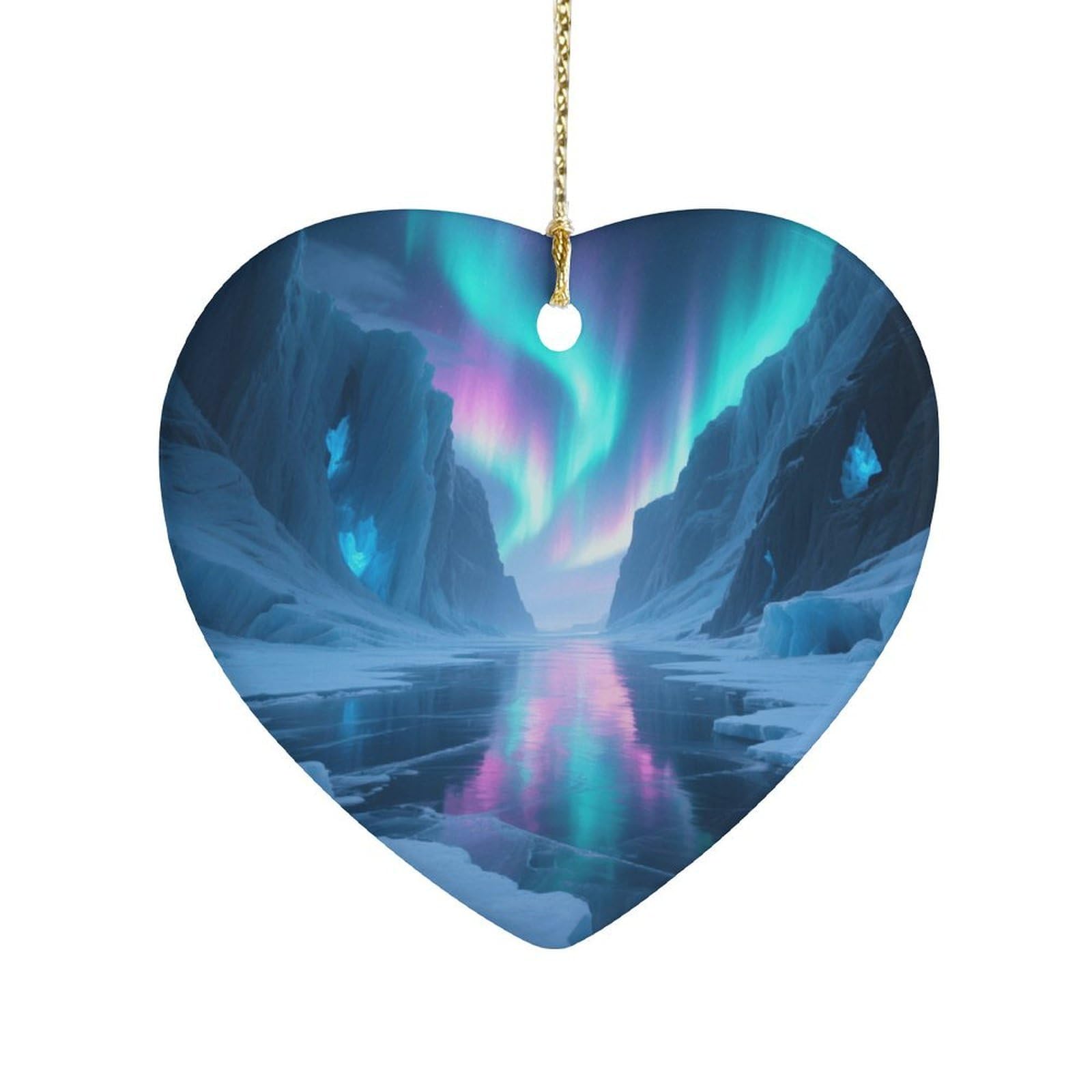 Fekiloot Style Ice Fields Covered By Aurora Ceramic Ornament Home Decor Keepsake