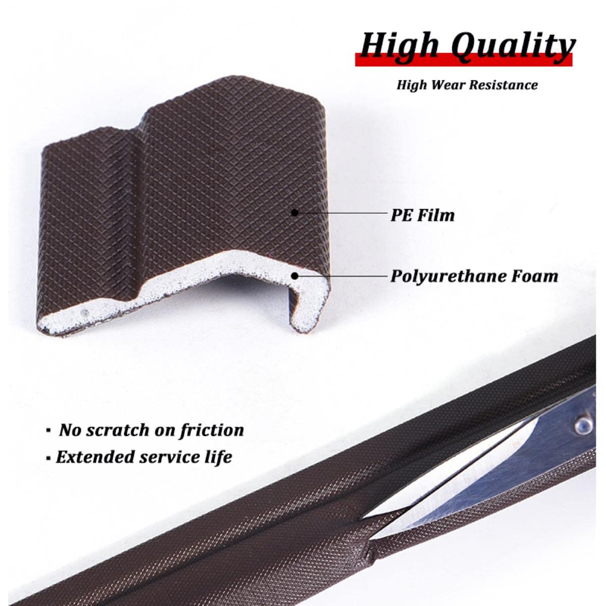 Bande d'étanchéité autocollante pour fenêtre et porte de maison - Bande d'isolation acoustique sous porte - Marron - 20 m