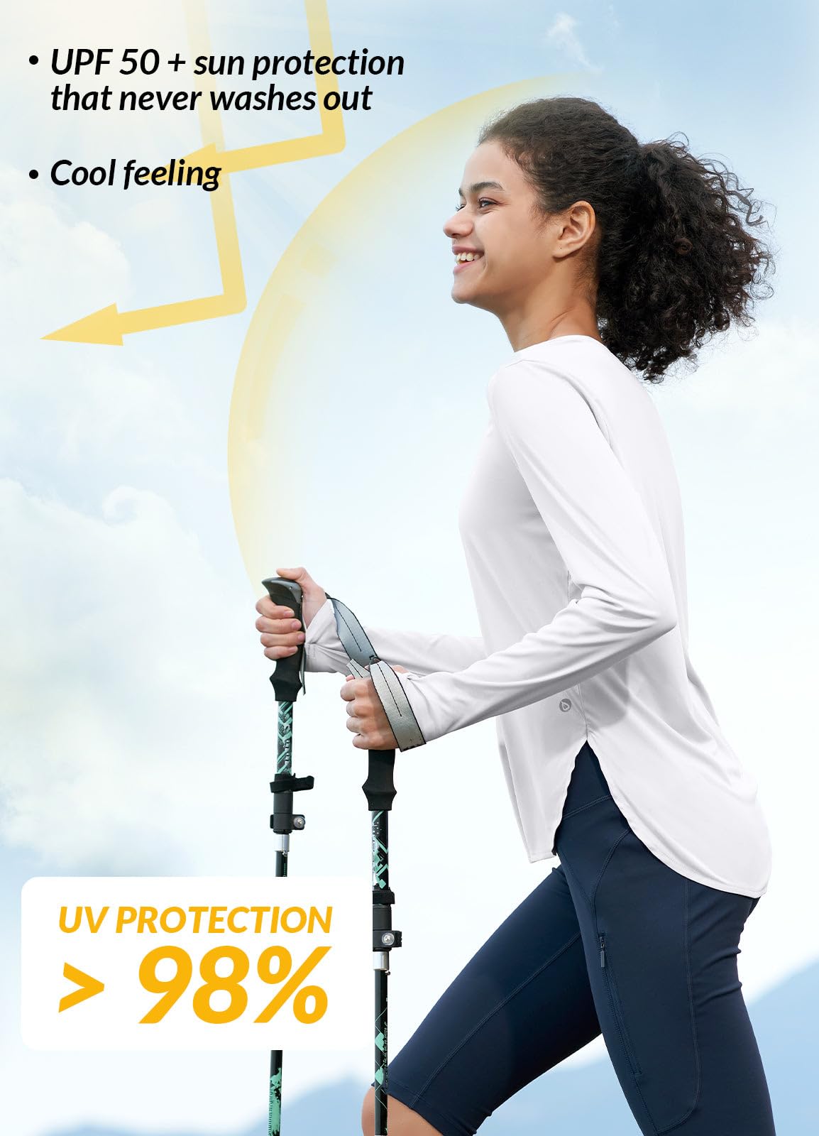 BALEAF Damska koszulka z długim rękawem UV Activewear koszulka z długim rękawem UPF 50+ Longslevee ochrona przed promieniowaniem UV ochrona przed słońcem Rashguards koszulka sportowa