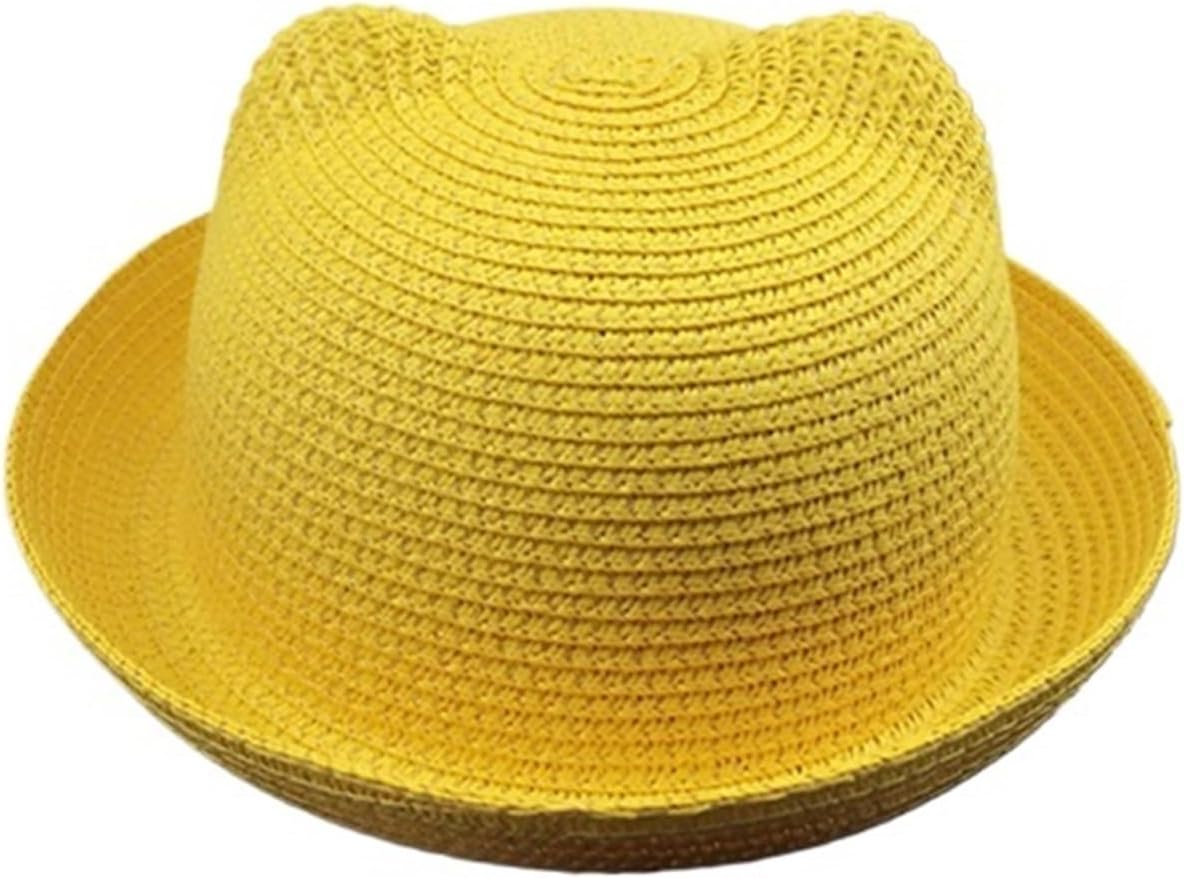 Cap Girls Sun Hat Summer Panama Sun Cap Ear Decoration Sun Caps Solid Floppy Panama Hats(Color4)