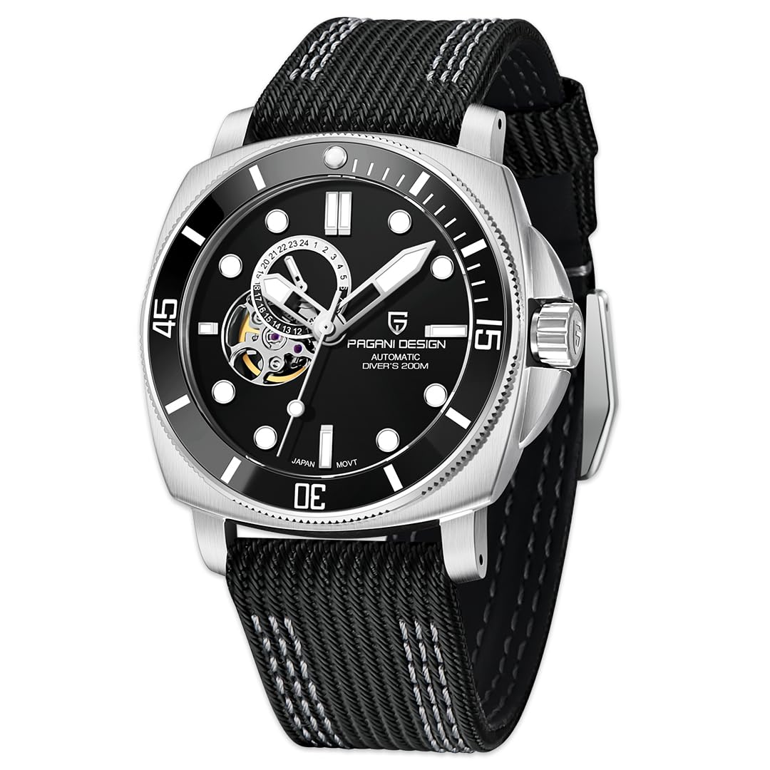 Pagani Design 1736 Automatik Tourbillon Mechanische Uhr Japan NH39 Saphirglas Lederband 200 Meter Taucheruhr Sport Herrenuhren