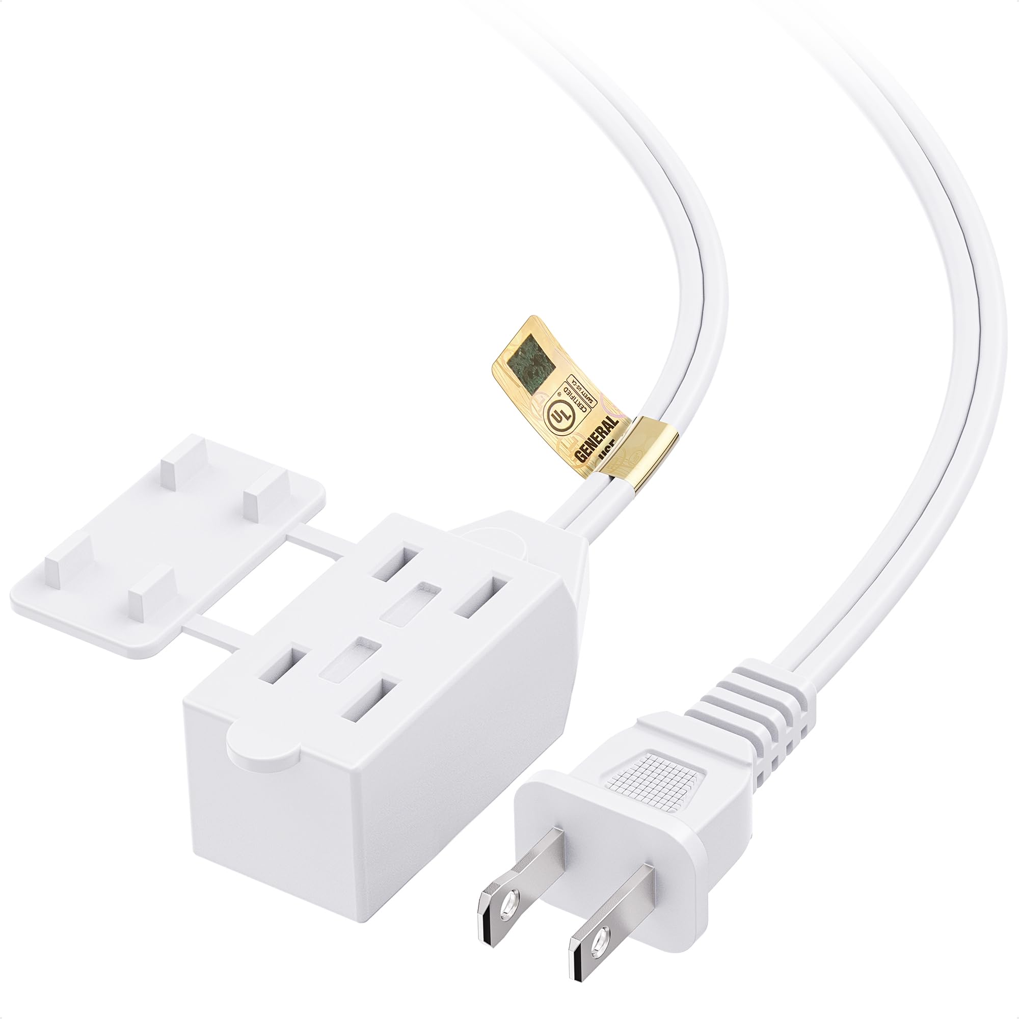 [UL Listed] Cable Matters 16 AWG 2 Prong Extra Long Extension Cord 25 ft, 13A 3-Outlet Extension Cords with Tamper Guard, 13 Amp, 1625 Watts, White