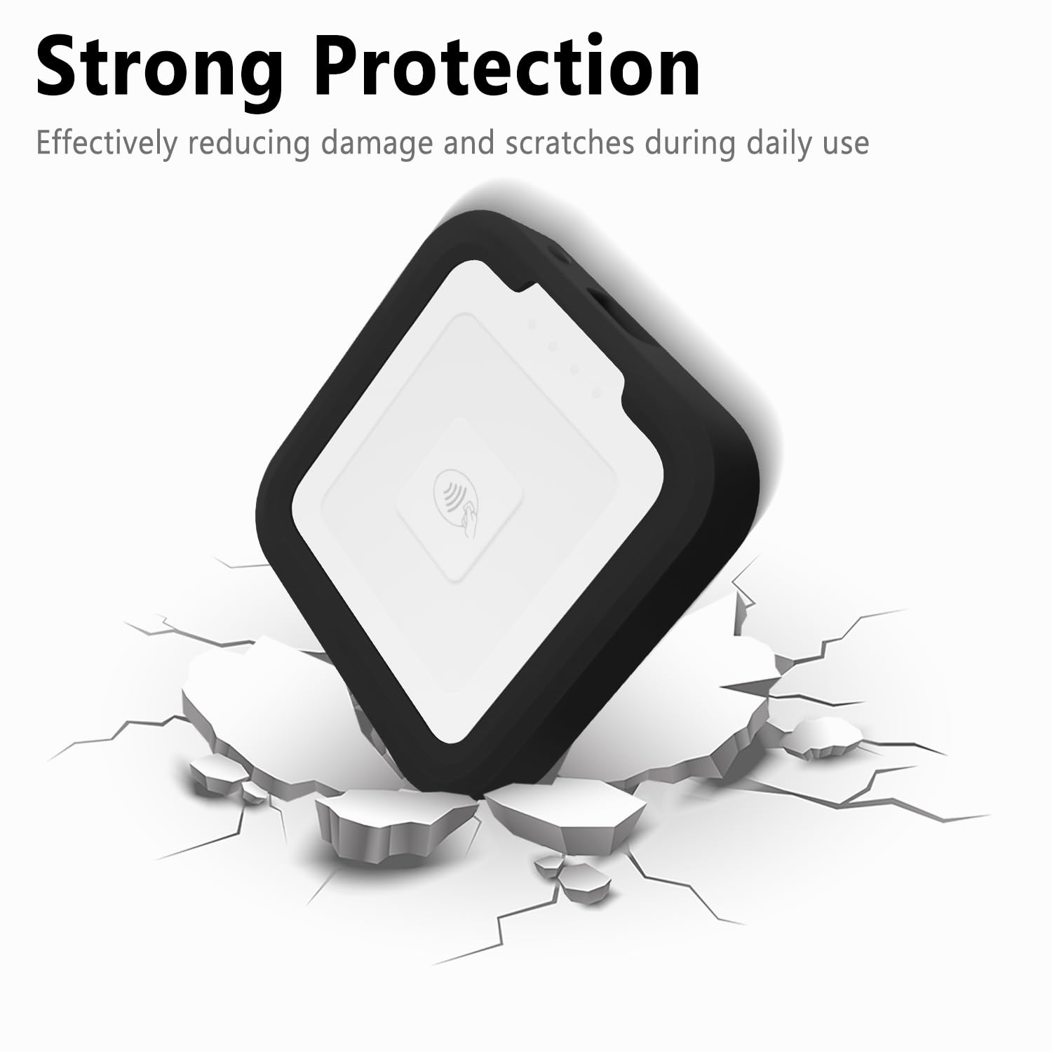 Geiomoo Funda de silicona con ventosa para lector cuadrado sin contacto y chip (2ª generación), funda protectora con correa (negro)