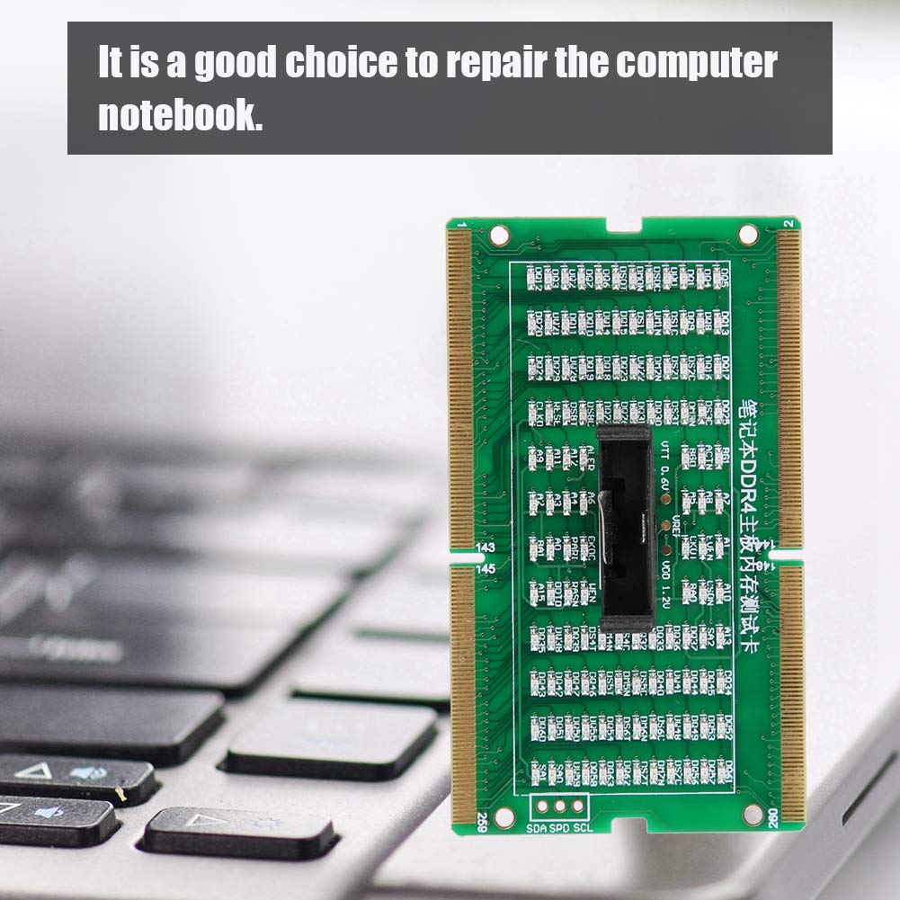 SIXRUN SO DIMM Diagnosetesterkarte für Laptop DDR234 DDR2 DDR3 DDR4 mit Leuchtanzeige, kein Brennen Beim Umgekehrten Einsetzen, 6,7 X 4 Cm, PC-Notebook-Reparaturwerkzeug für Techniker, Heimwerker