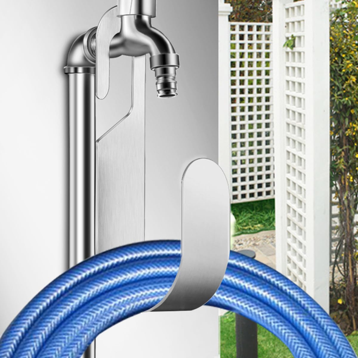 BESTonZON Schlauchhalter Wandmontage Robuster Gartenschlauch Aufhänger Langlebiger Wasserrohr Haken für Garten Wasserlagerung Korrosionsbeständig und Platzsparend