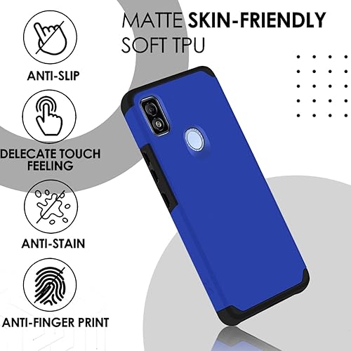 Miniatura 4 de TJS Funda compatible con Cricket Icon 4 (solo 4 versión), con protector de pantalla de vidrio templado de doble capa híbrida (compatible con montaje