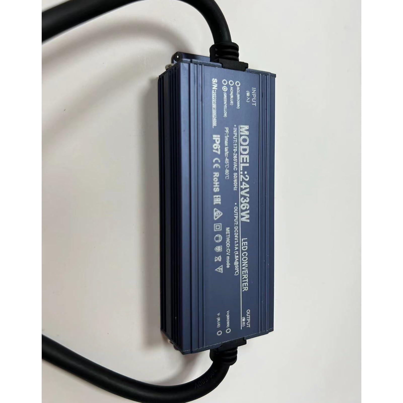 Cienki transformator LED, wodoodporny przetwornik napięcia IP67, konwerter 220 V, wodoodporny adapter napięcia stałego DC12 V/24 V (36 W, 24 V)