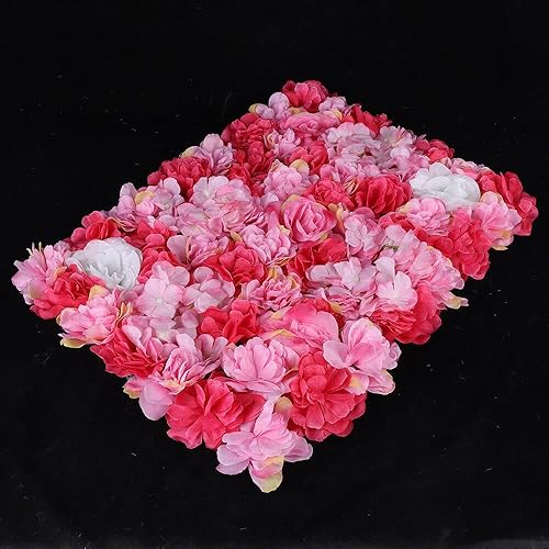 Miniatura 6 de 12 paneles de flores artificiales de rosas de seda, panel floral de terciopelo, hortensias, telón de fondo, decoración de flores para bodas,