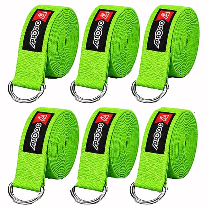 Image of Aprodo Yoga Strap (6 /8 /10 Feet Size Option) 1.5 inch Width 100% Cotton Straps with Adjustable D-Ring Buckle, Best for Yoga, body Flexibility & General Fitness