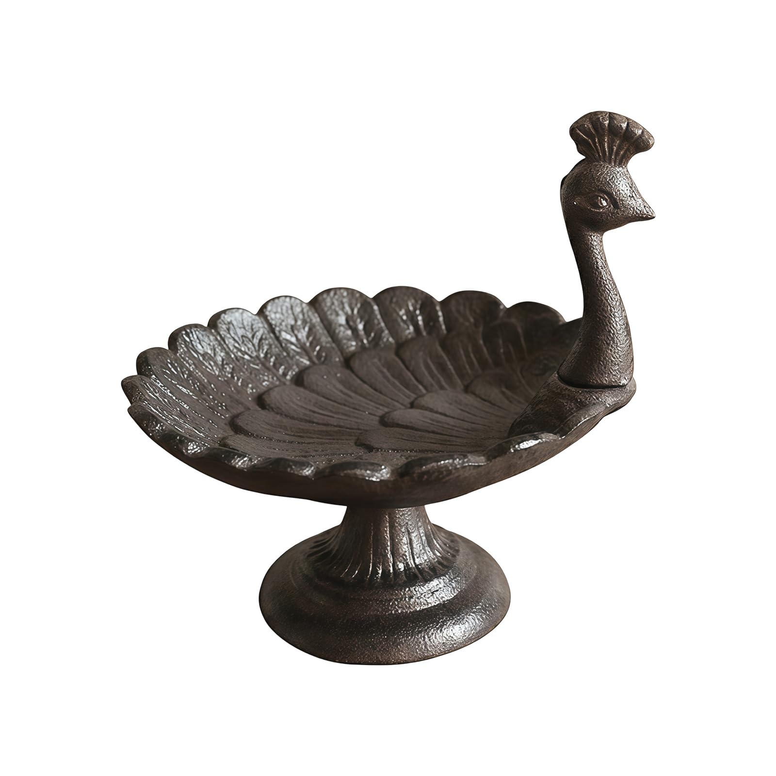 Comedero de pájaros de hierro fundido con diseño rural de Peahen, decoración al aire libre, estación de alimentación para amantes de la naturaleza, baño para decoración de jardín y patio