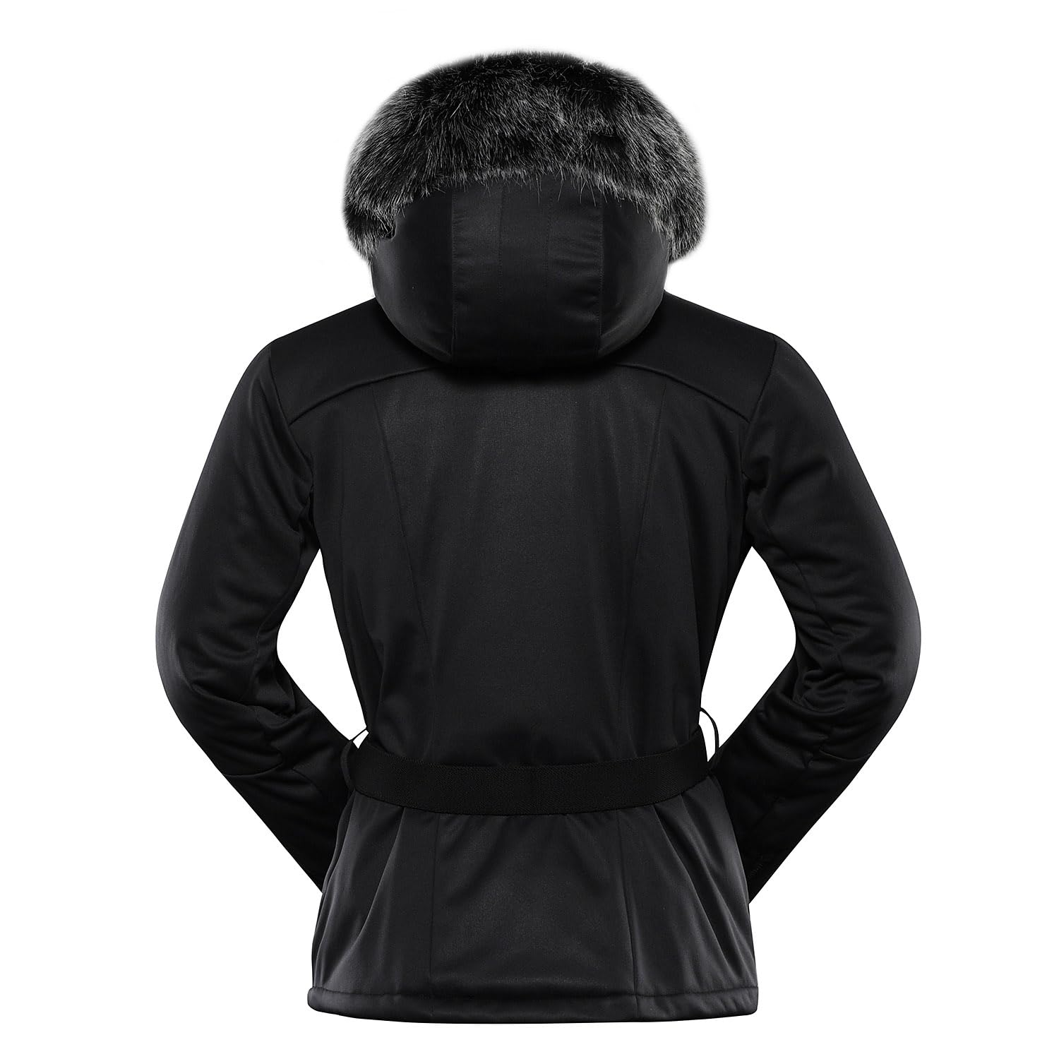 ALPINE PRO Lady's PTX Waterproof Windproof Thermal 3-Layer Hooded Ski Jacket for Sonwsports Snowboarding Skiing (Black/L)