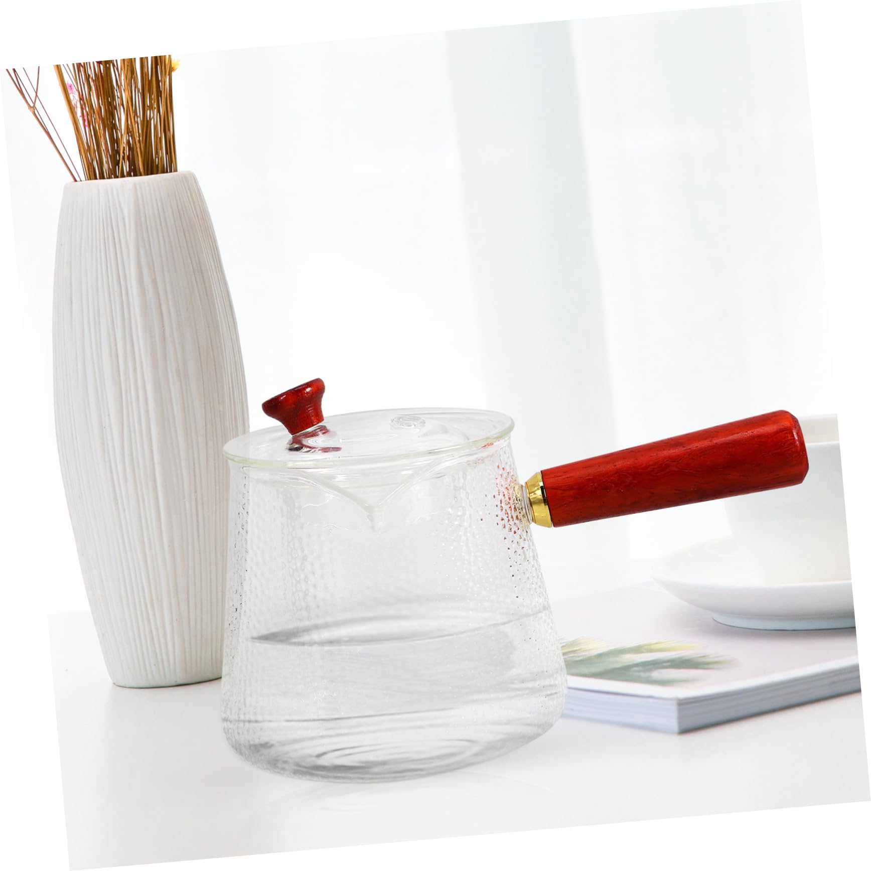 ULTECHNOVO Glaskessel mit Seitlichem Griff Teekanne aus Glas für Losen Tee Teebereiter mit Komfortablem Griff für Zuhause und Partys