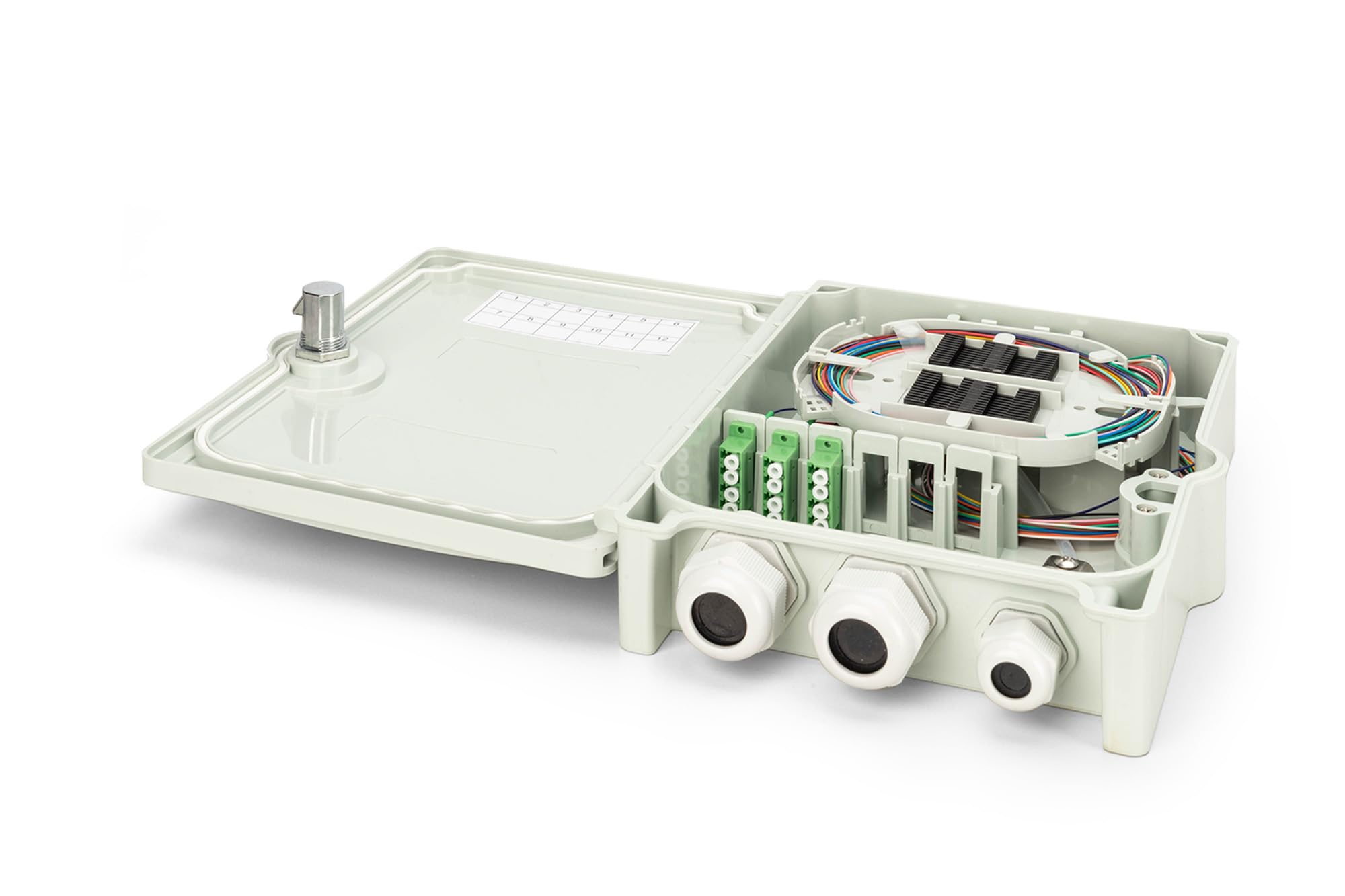 DIGITUS Carcasa de conexión de fibra óptica – OS2-3 adaptadores LC/APC cuádruples premontados – 12 fibras – FTTH FTTB – para interior y exterior – IP65 - Gris