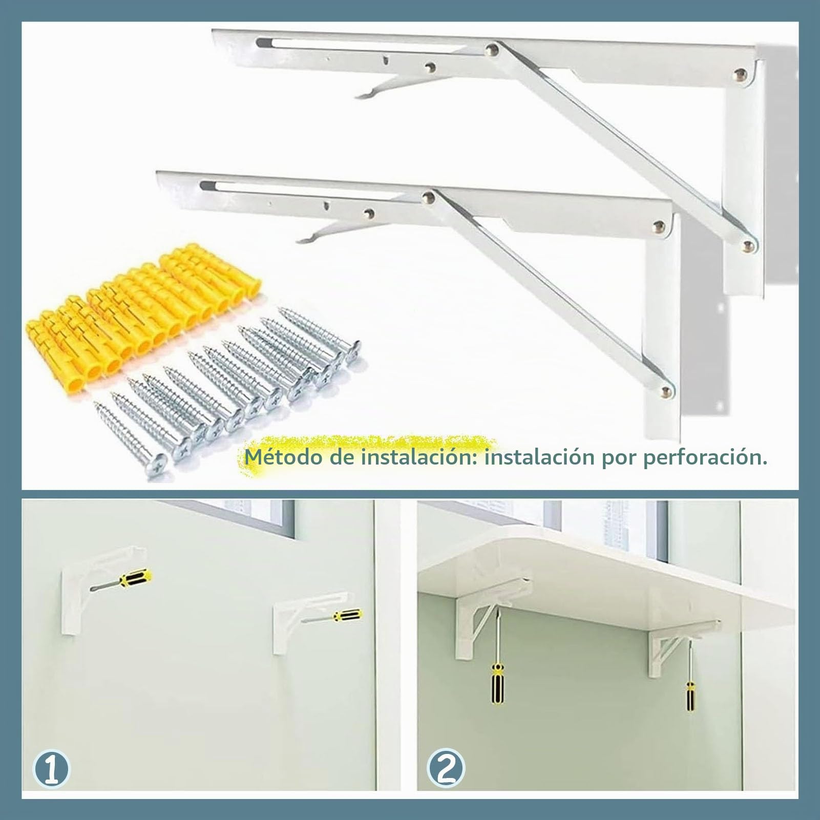 Escritorio plegable para ordenador 60 cm 70 cm 80 cm 90 cm 100 cm 120 cm | Mesa de pared Banco de trabajo plegable Mesa de hojas abatibles montada en la pared | Mesa de barra de desayuno plegable ( Si
