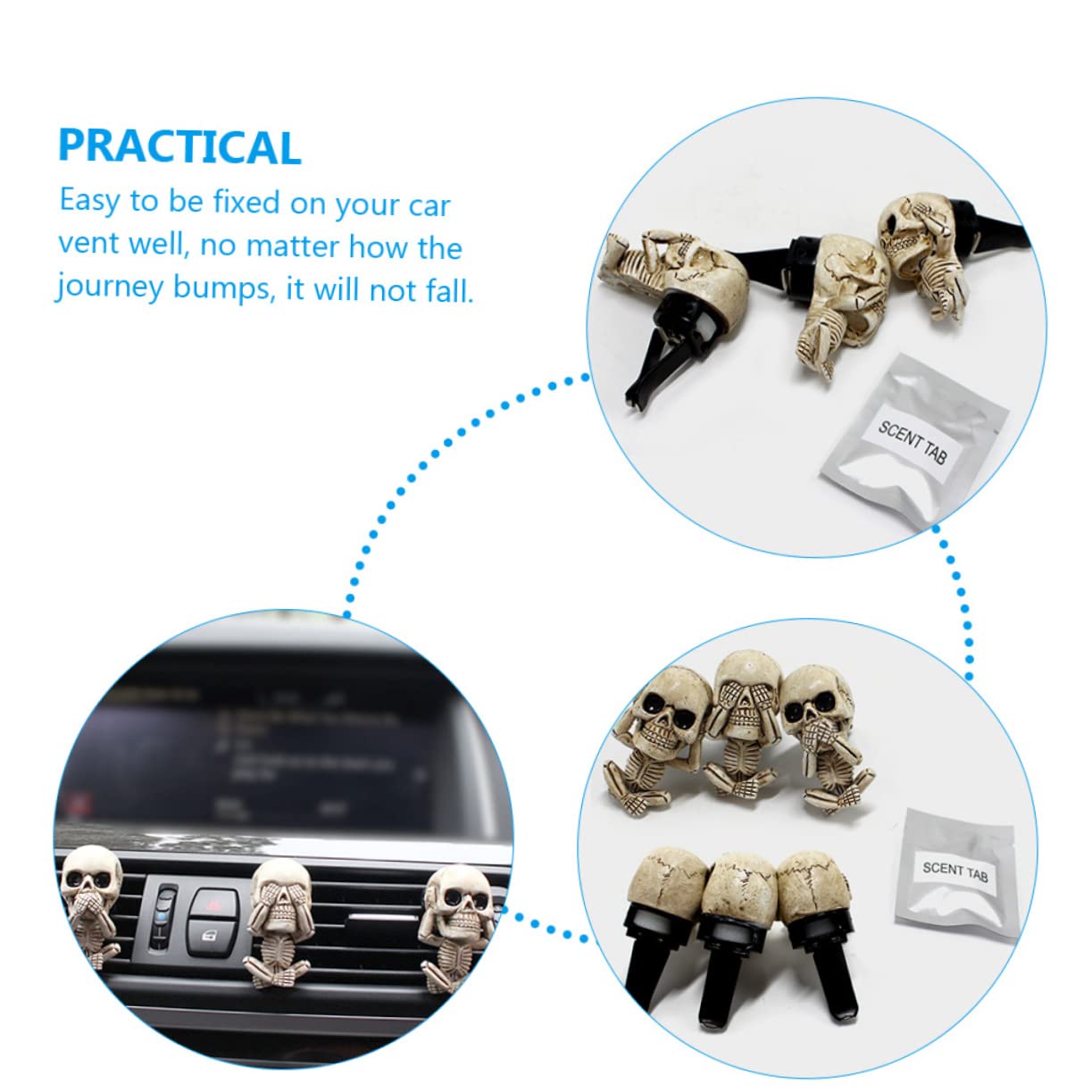 ULTECHNOVO 15pezzi Clip Per Ventilazione Auto Con Design Teschio Decorazione Interna Per Auto Facile Da Installare e Realizzata Durevole Perfetta Per e Stile Unico