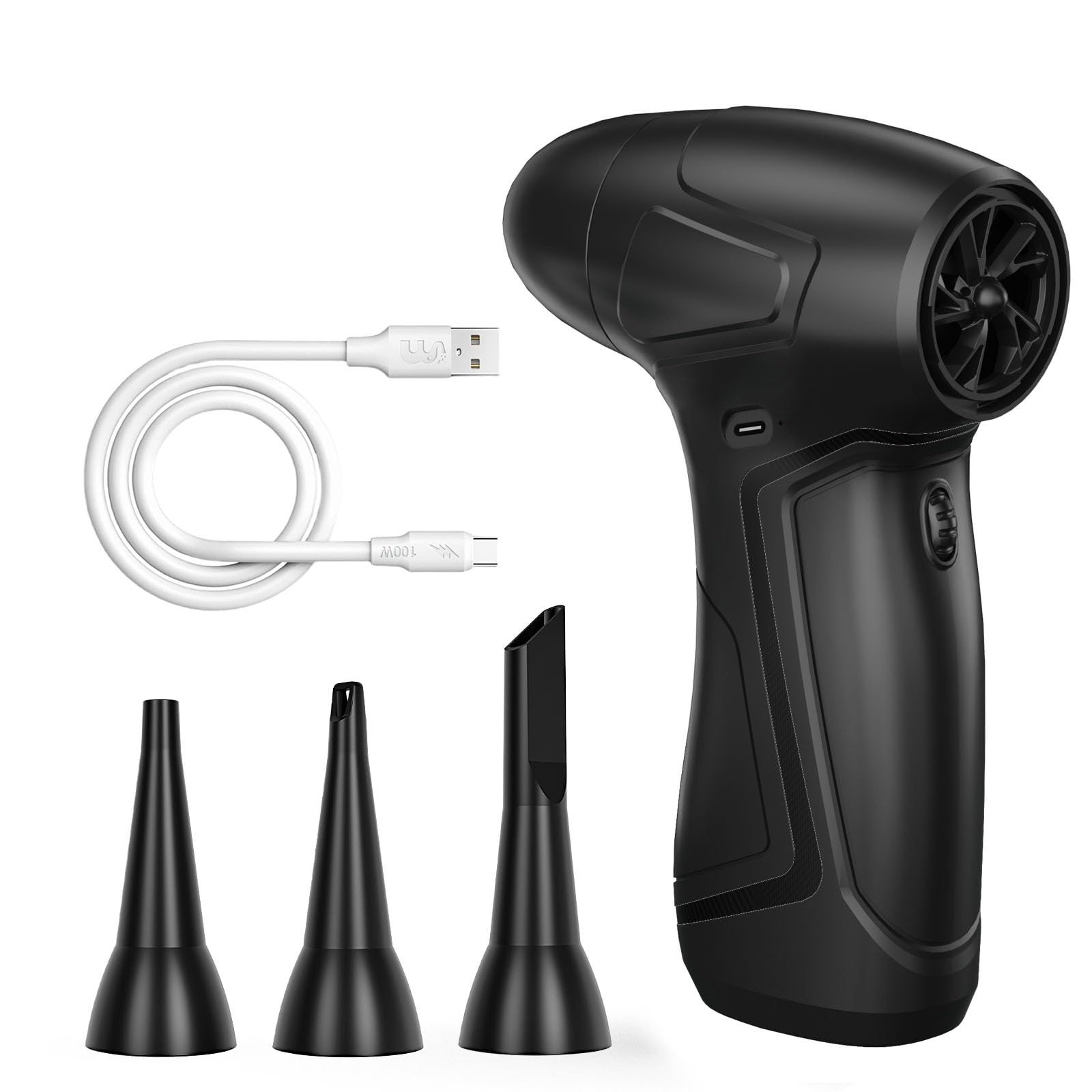 PinaiIon Rechargeable Compressed Air Duster for PC Computer, Cordless Mini Air Blower Portable, Super Powerful Dust Blower Speed Adjustable, Air Duster for Home, Outdoor, Leaf, Keyboard, Car Cleaning