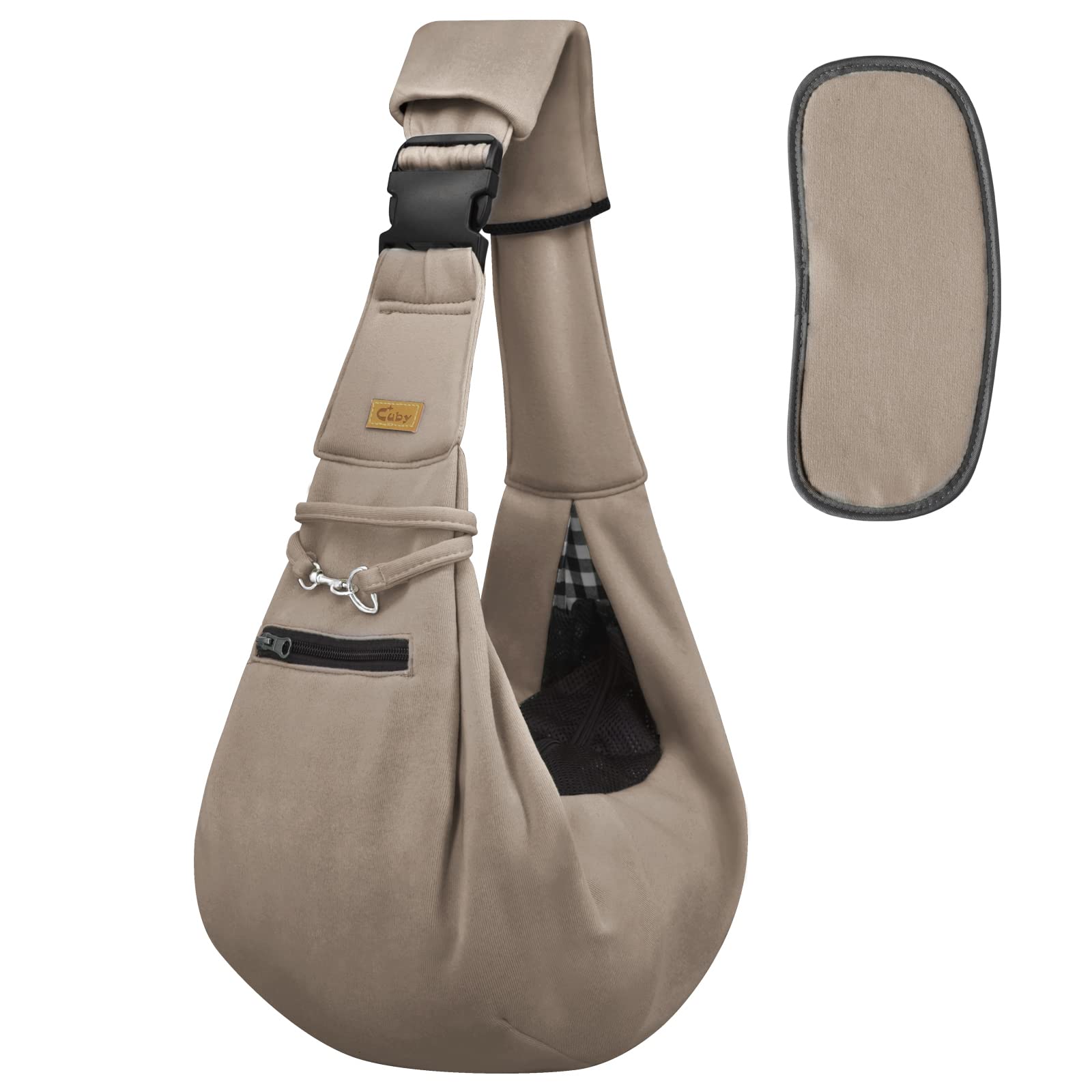 CUBY Dog and Cat Sling Carrier with Zipper Pocket Adjustable Strap Puppy Sling Carrier for Outdoor Travel Dog Carring Carrier for Small Dogs??êNew Grey Snap??ë