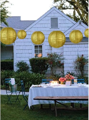 Miniatura 155 de BEISHIDA Faroles de papel redondos amarillos de 12 pulgadas, decorativos, colgantes, asiáticos, chinos, japoneses, lámpara para cumpleaños