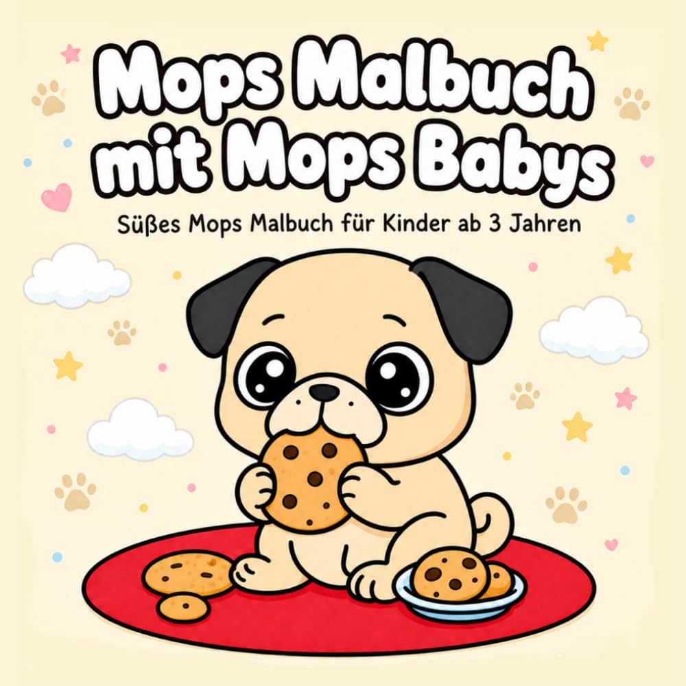 Mops Malbuch für Kinder ab 3 Jahren mit Mops Babys: Mops Ausmalbuch für Jungen und Mädchen