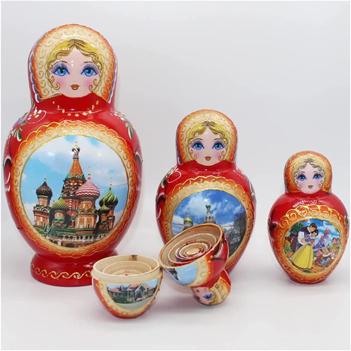 Matrioszka 10 Sztuk Śliczny Czerwony Warkocz Sweter Dziewczyna Rosyjski Gniazdowanie Lalek Matryoshka Rosyjska Lalka Etniczna Zabawki Układania
