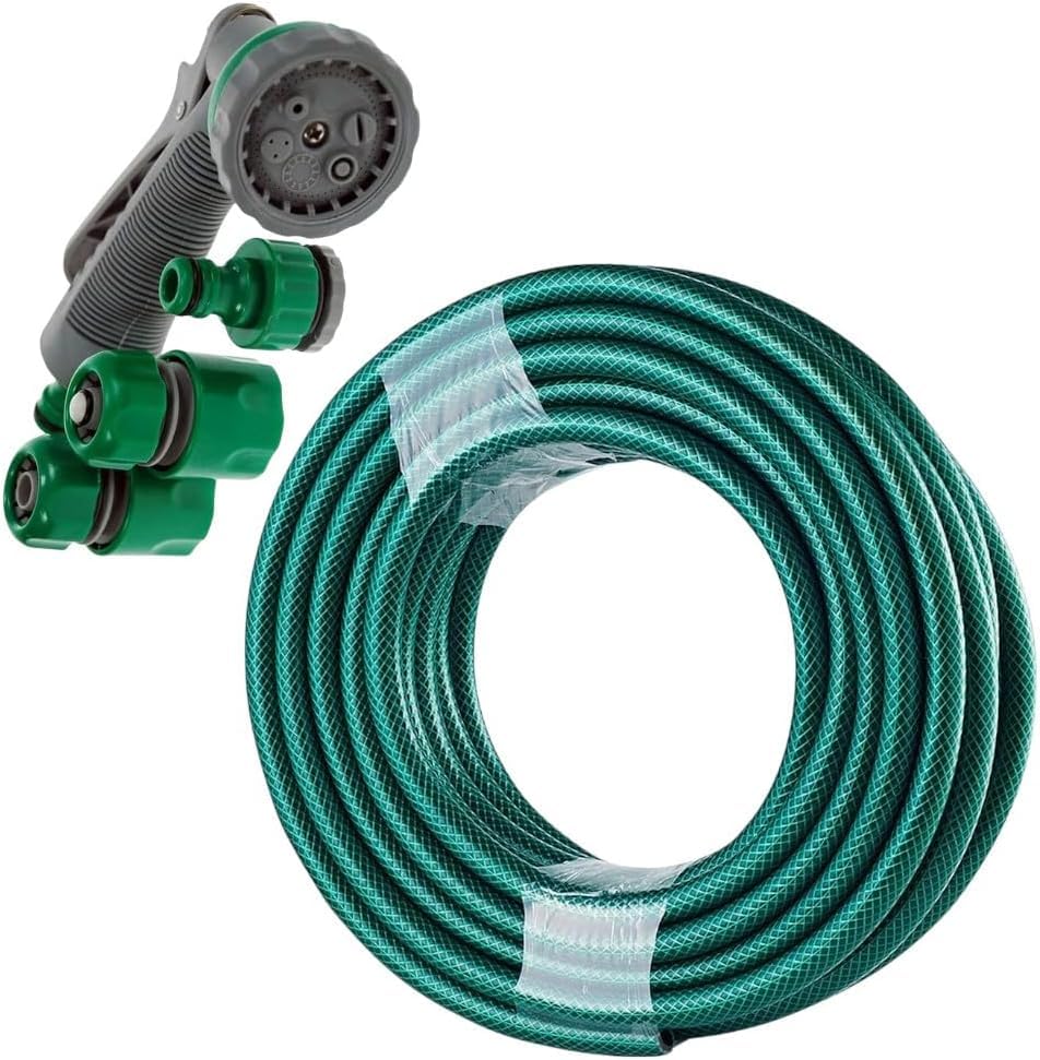HomeVibe 15m Garden Hose Pipe Set – Flexible Anti-Kink Water Hose with Spray Gun, Tap Connectors & Fittings – Heavy Duty Leakproof Irrigation Hose for Lawn, Patio & Car Wash