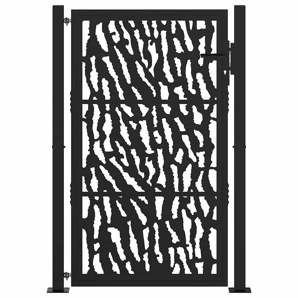 Cancello da giardino in acciaio, 105 x 155 cm, colore nero, in ferro battuto zincato, con design Ele Trace per un ingresso sicuro all'aperto