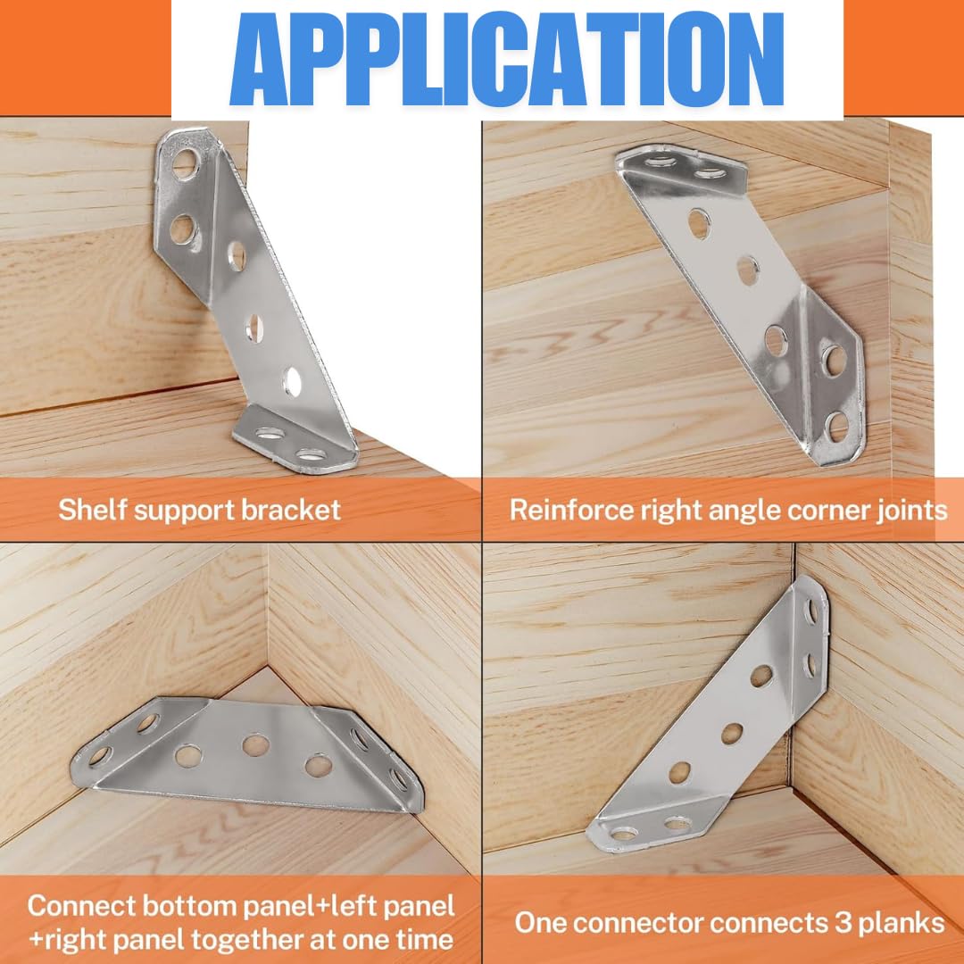 Steel Furniture Corner Connector, Shelf Brackets 20pcs Pack , Furniture Corner Connectors, Wooden Furniture Triangle Stabilizer ,Corner Connector for Wood Cabinet ,Shelf Support Brackets — Amazon image 2