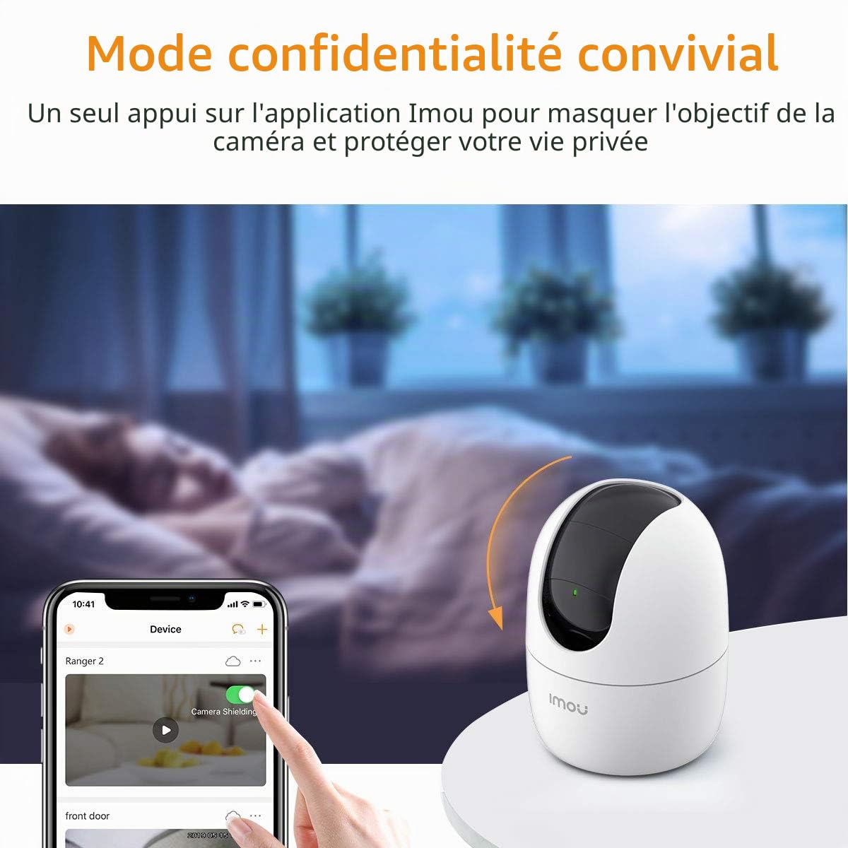 Imou Ranger 2 5MP (IPC-K2EN-5H2W) - Caméra dôme WiFi motorisée de 5 MP dispose d'une IA, d'un suivi automatique, d'un audio bidirectionnel, d'une sirène, d'un microphone, d'un infrarouge de 10 m, d'un