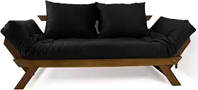 Sofá Japão Futon Acquablock Preto Madeira Cor Imbuia