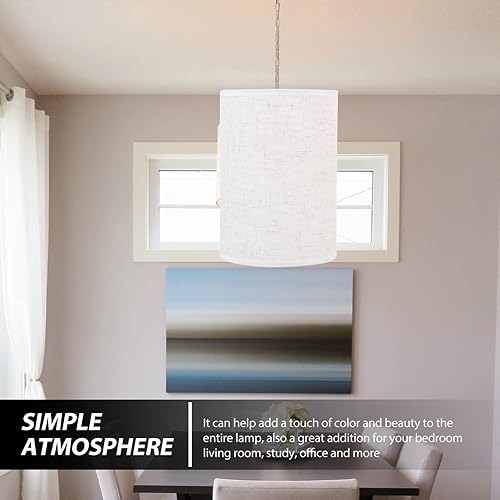 Miniatura 9 de Lurrose Pantalla de lámpara blanca redonda de tela, pantalla de tela, pantalla de tela, pantalla de tambor, cubierta de lámpara moderna para