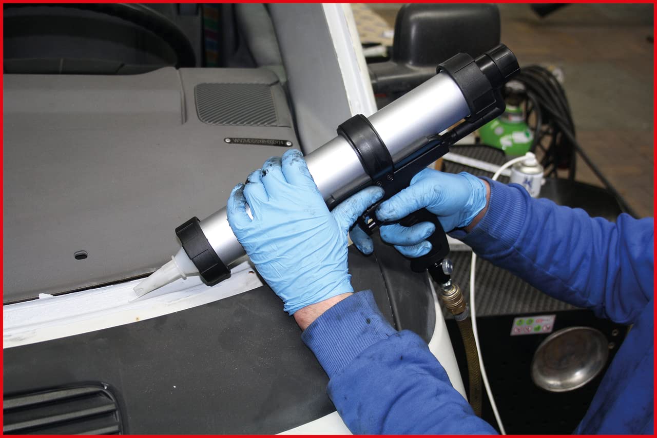 KS Tools Druckluft Kartuschenpistole 515.1975 600ml I Druckluft Kartuschenpresse mit stufenlos regulierbarerem Vorschub I Mit Sicherheitsüberdruckventil