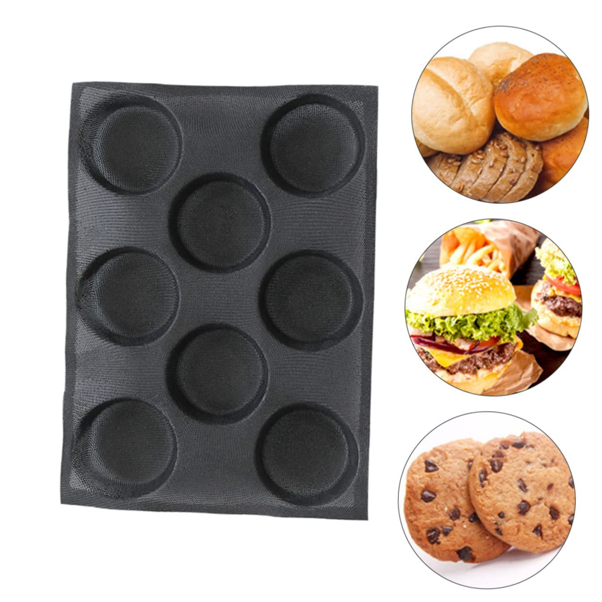 LIFKOME 4pièces Moule à Silicone Antiadhésif Moule Réutilisable Pour Petits Pains Pratique Et Léger Pour Cuisine à Domicile Noir
