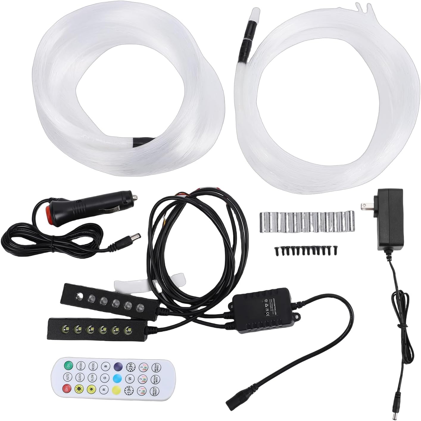 HURRISE Car Starlight Headliner Kit, APP Remote Control Music Sync RGBW Fiber Optic Lights with Meteor Twinkle Effects, for Bedroom KTV Home Theater Hotel