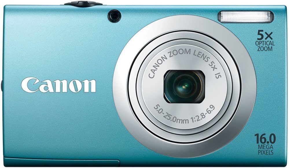 Canon PowerShot A2400 IS 16.0 MP Digital Camera with 5x Optical Image Stabilized Zoom 28mm Wide-Angle Lens with 720p Full HD Video Recording and 2.7-Inch LCD (Blue)