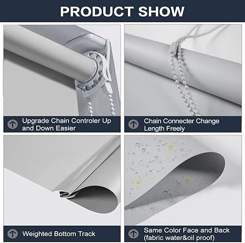 Miniatura 9 de LETAU Persianas opacas blancas, 20 pulgadas de ancho x 36 pulgadas de largo, a prueba de agua y aceite, protección UV, ahorro de privacidad,