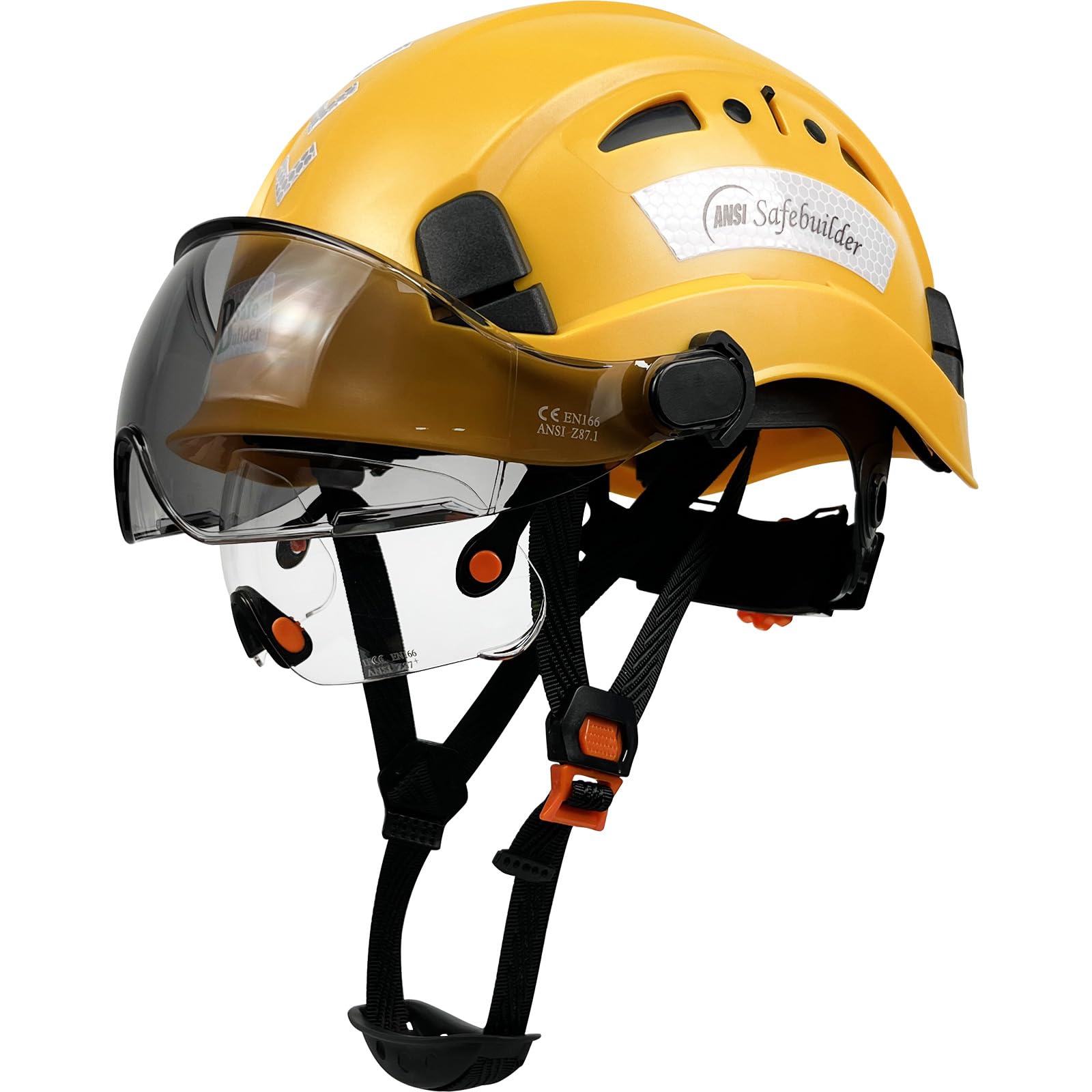 Industrial Safety Helmet with Build-in Visor ABS Hard Hat with Visor Adjustable Ventilation Hardhats Construction Head Protection ANSI Z89.1