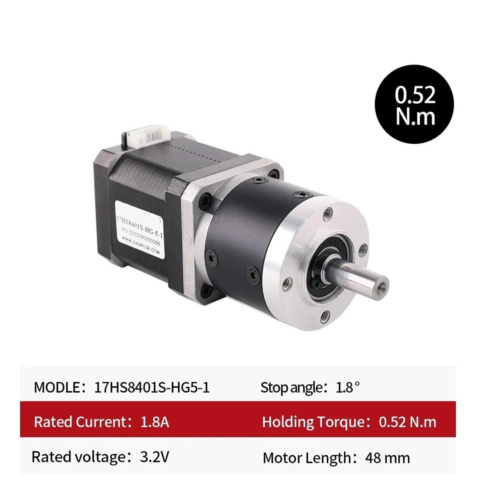Schrittmotor closed loop stepper motor Driver 17HS2408S 3401S 4401S 8401S-HG MIT Getriebe SchrittmotorUntersetzung 3-1 16-1 80-1 Für 3D Drucker Nema 17 Getriebemotor(Ratio 3-1,17HS4401S-HG)