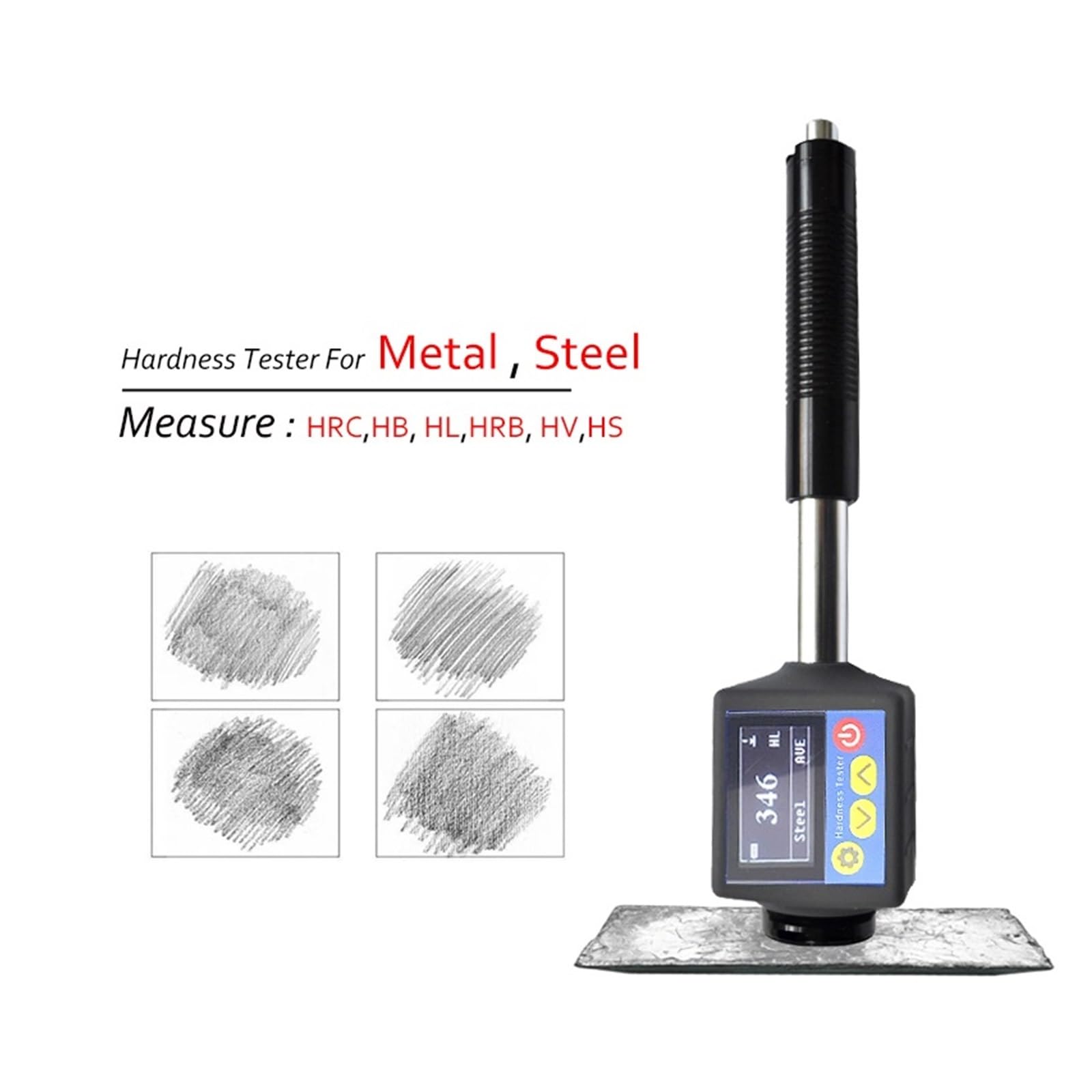 Testeur de dureté, Testeur de dureté en acier 6 en 1 HRC HRB HB HS HL, duromètre métallique for métaux, test de dureté non destructif, Instruments de mesure,Testeur de duromètre(Metal Hardness-grey)