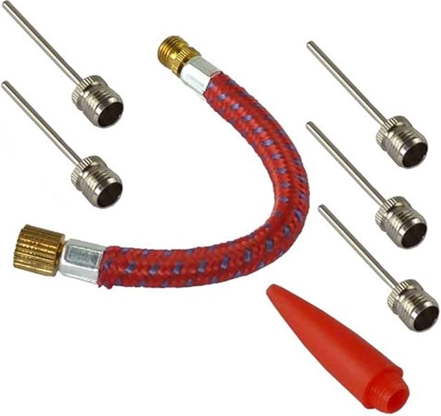 D.A.Y. Republic 7 Pcs Pump Adapter Kit Ball Needles Set with Schrader Car Valve Flexible Air Hose Extension Nozzle Connectors for All Type Balls Tyres Inflatable Toys Air