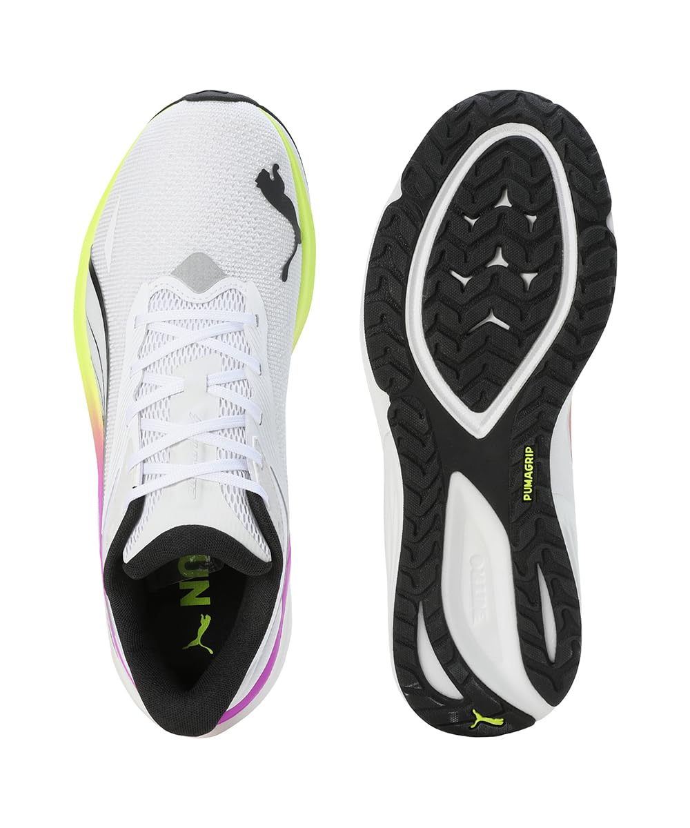 PUMA Męskie buty do biegania szosowego Electrify Nitro 4, białe-Pure Magenta-Yellow Alert, 45 EU, Puma Biały czysty magenta, żółty alert, 46 EU