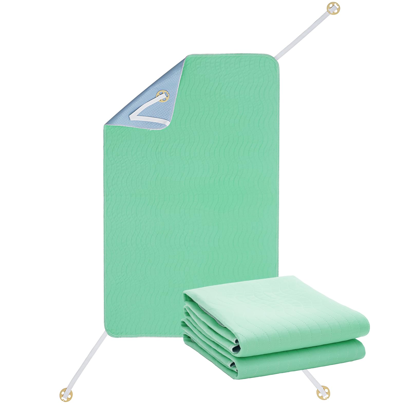 Paquete de 2 almohadillas de cama para incontinencia, lavables de 36 x 60 pulgadas, reutilizables, para incontinencia, almohadillas antideslizantes con hebillas de cincha para cama para