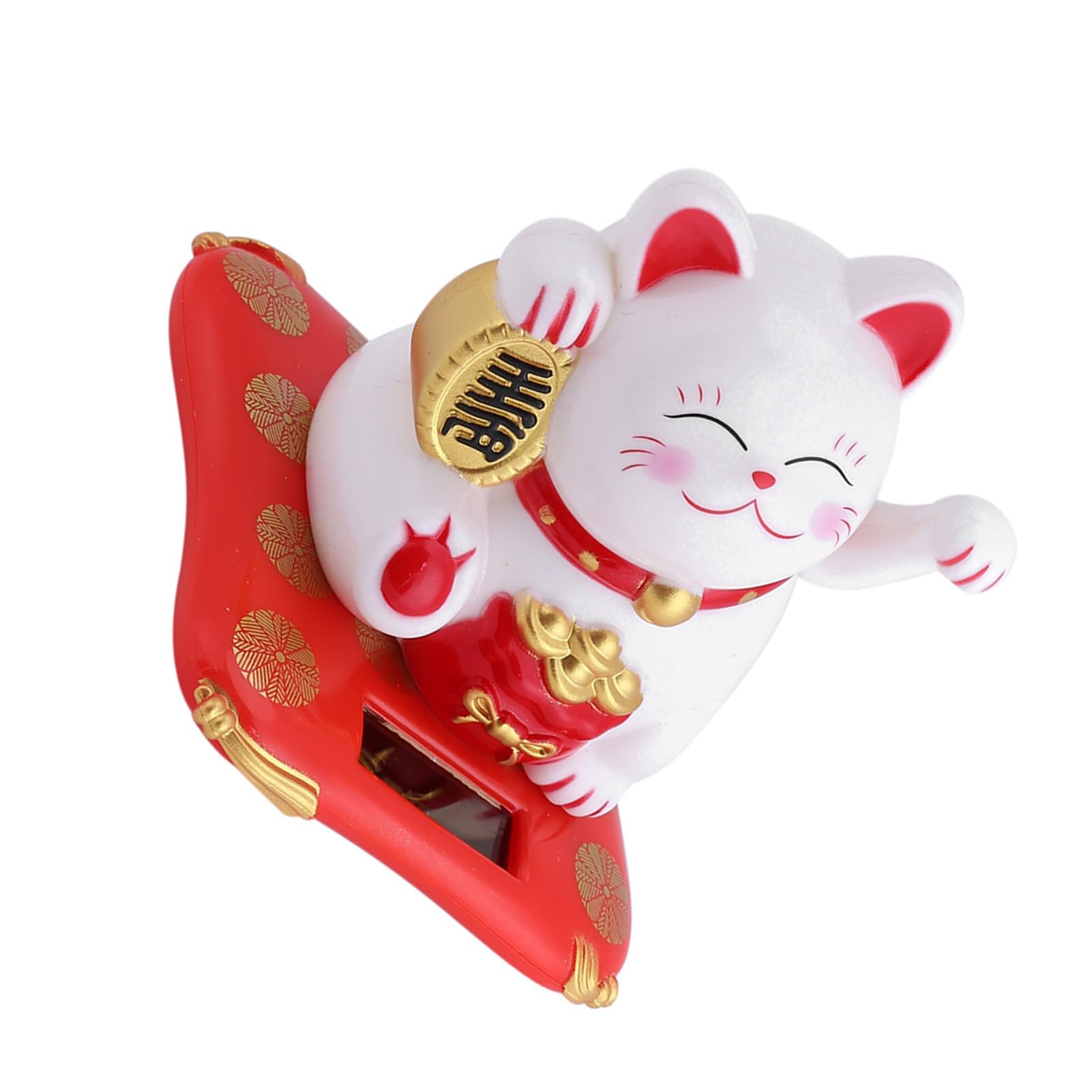 Calico Cat Machający Kot Japoński Maneki Neko Fortune Wealth Dekoracja Biurowa Samochodu Zasilanego Energią Słoneczną (Biała)