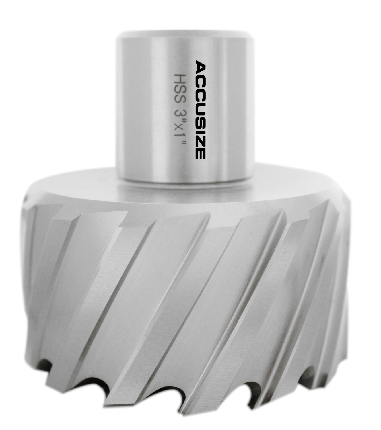 Accusize Industrial Tools 3'' Cutting Dia, 1'' Cutting Depth, H.S.S. Annular Cutter with 1-1/4'' Shank, 2080-2053