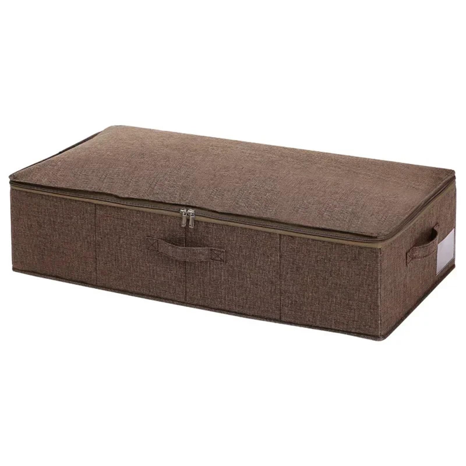 ENWWCH Under Bed Shoe Storage Box Foldable Under Bed Bags Shoes Quilts Storage Box Organizer Large Capacity Thick Breathable Underbed Cloth Storage Bag Container For Storing Shoes(Coffee,L)