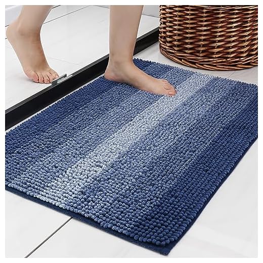 COSY HOMEER 28x18 Inch Bath Rugs Made of 100% Polyester Extra Soft and Non Slip Bathroom Mats Specialized in Machine Washable and Water Absorbent Shower Mat,Blue